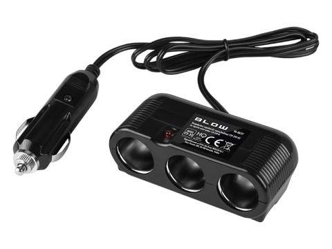 Automobilinis 12V / 24 lizdo šakotuvas 1 → 3 lizdai 10A su 1m laidu Blow